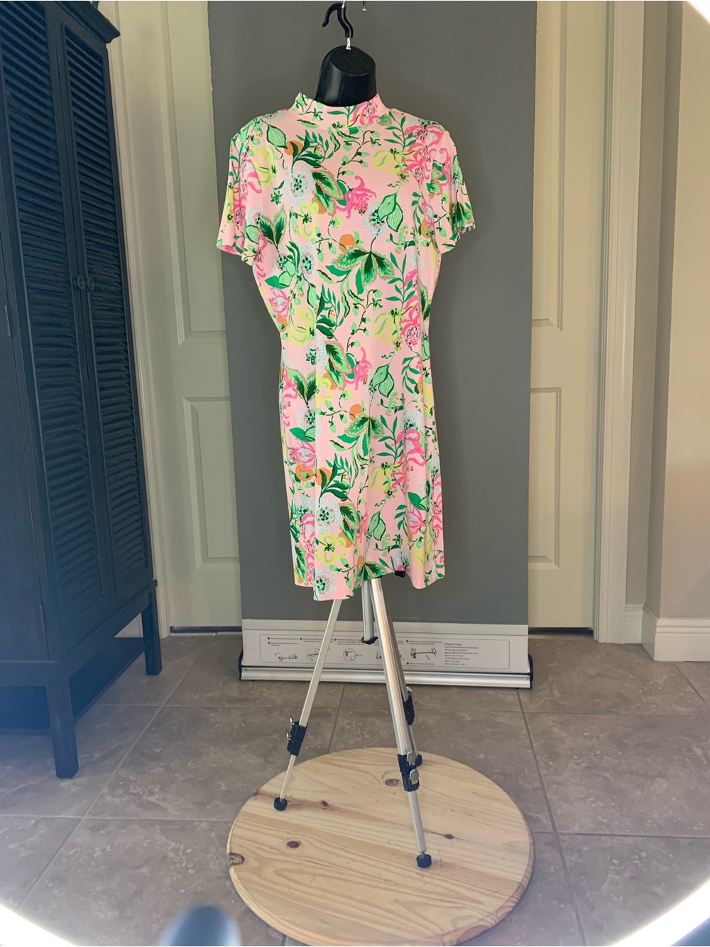 Lilly Pulitzer Pink Floral Sheath Dress with Green and Yellow Accents